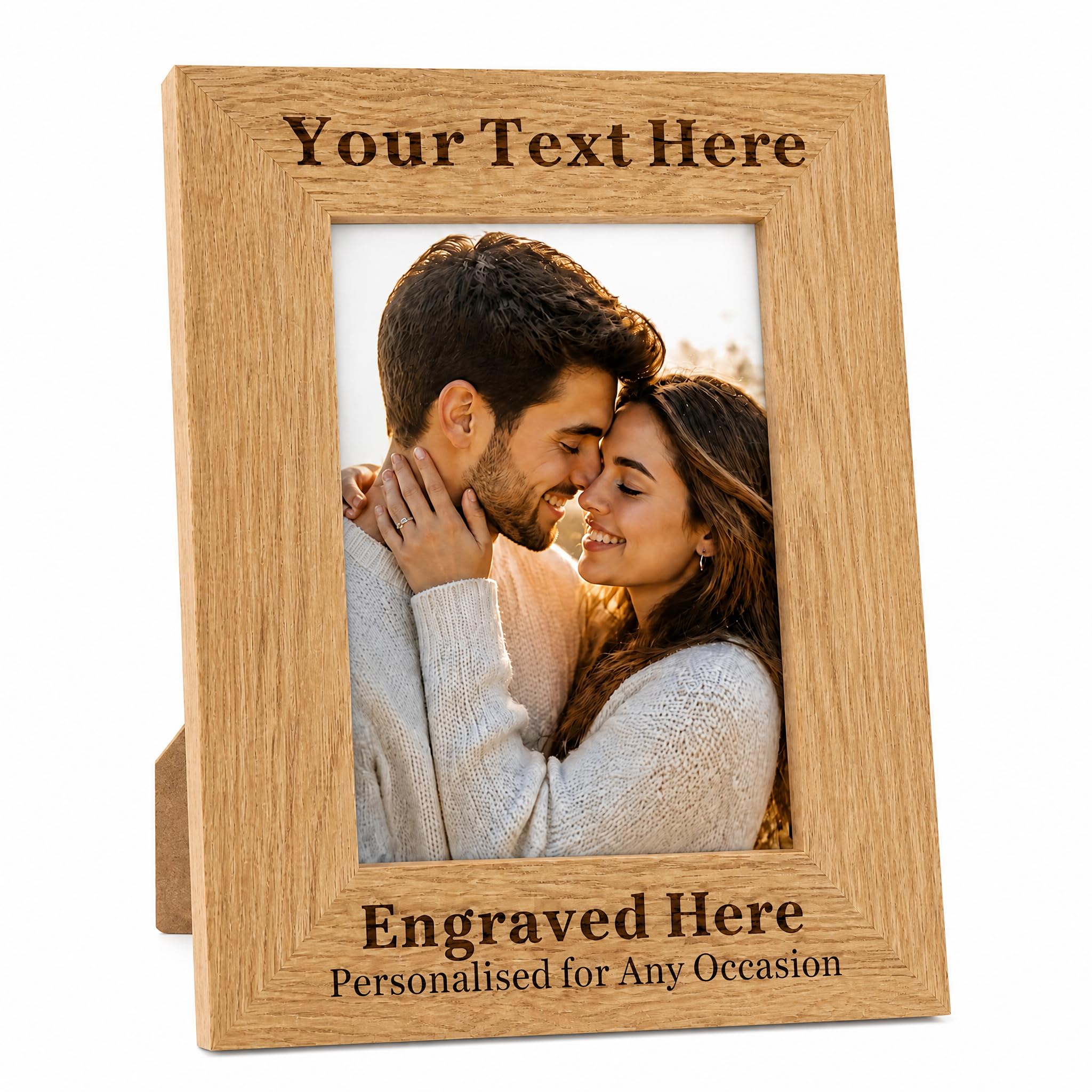 ukgiftstoreonline Personalised French Oak Finish Wooden Photo Frame 6x4