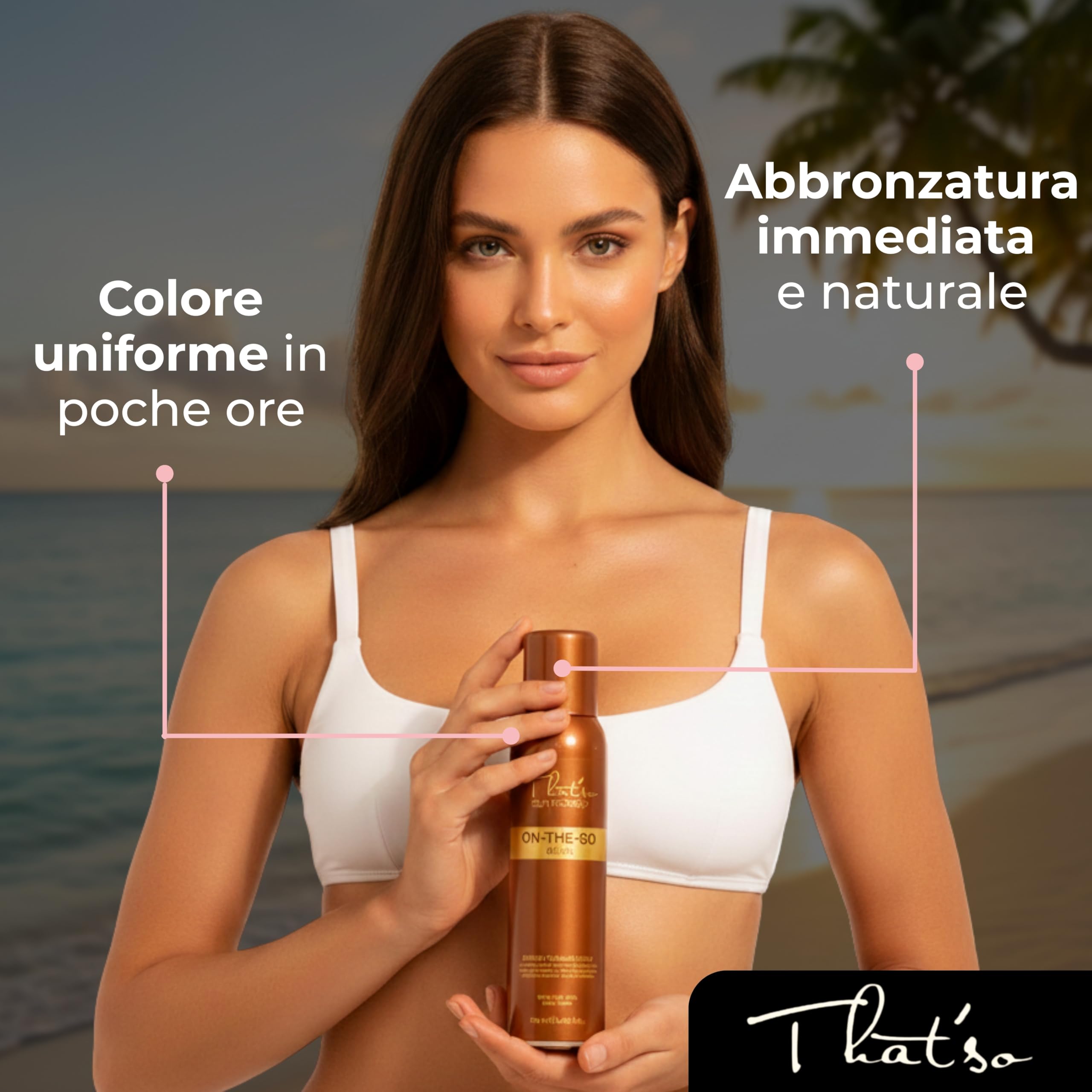 That’so Spray Autoabbronzante Viso e Corpo 125 ml On The Go Dark Abbronzatura Istantanea Naturale Effetto Bronze, Lunga Durata, con DHA da Canna da Zucchero, Aloe Vera e Peptide Anti-Età