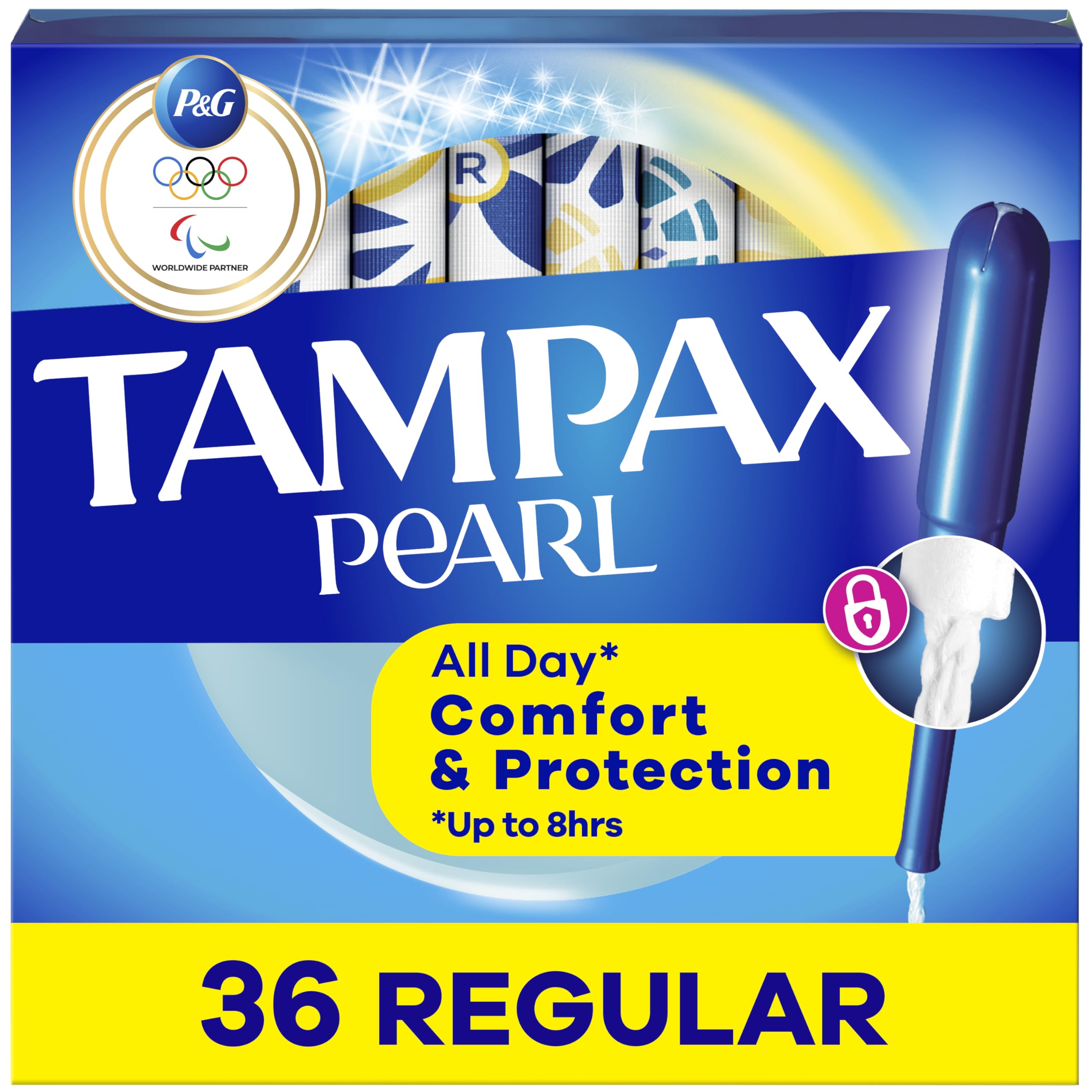 Pearl Tampons for Women, with LeakGuard Braid, Regular Absorbency, Unscented, 36 Count