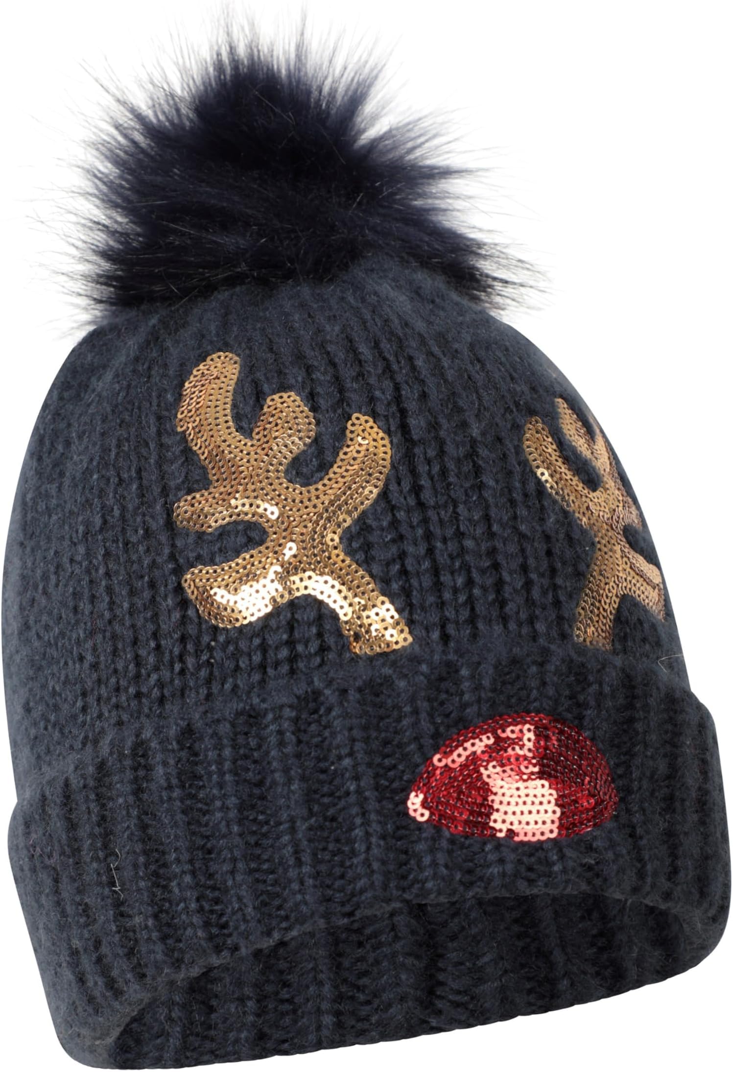 Mountain WarehouseMrs Clause Womens Christmas Pom Beanie - Warm Ladies Winter Cap, Breathable Hat Cap, Easy Care - Best for Travelling, Walking & Camping Dark Blue