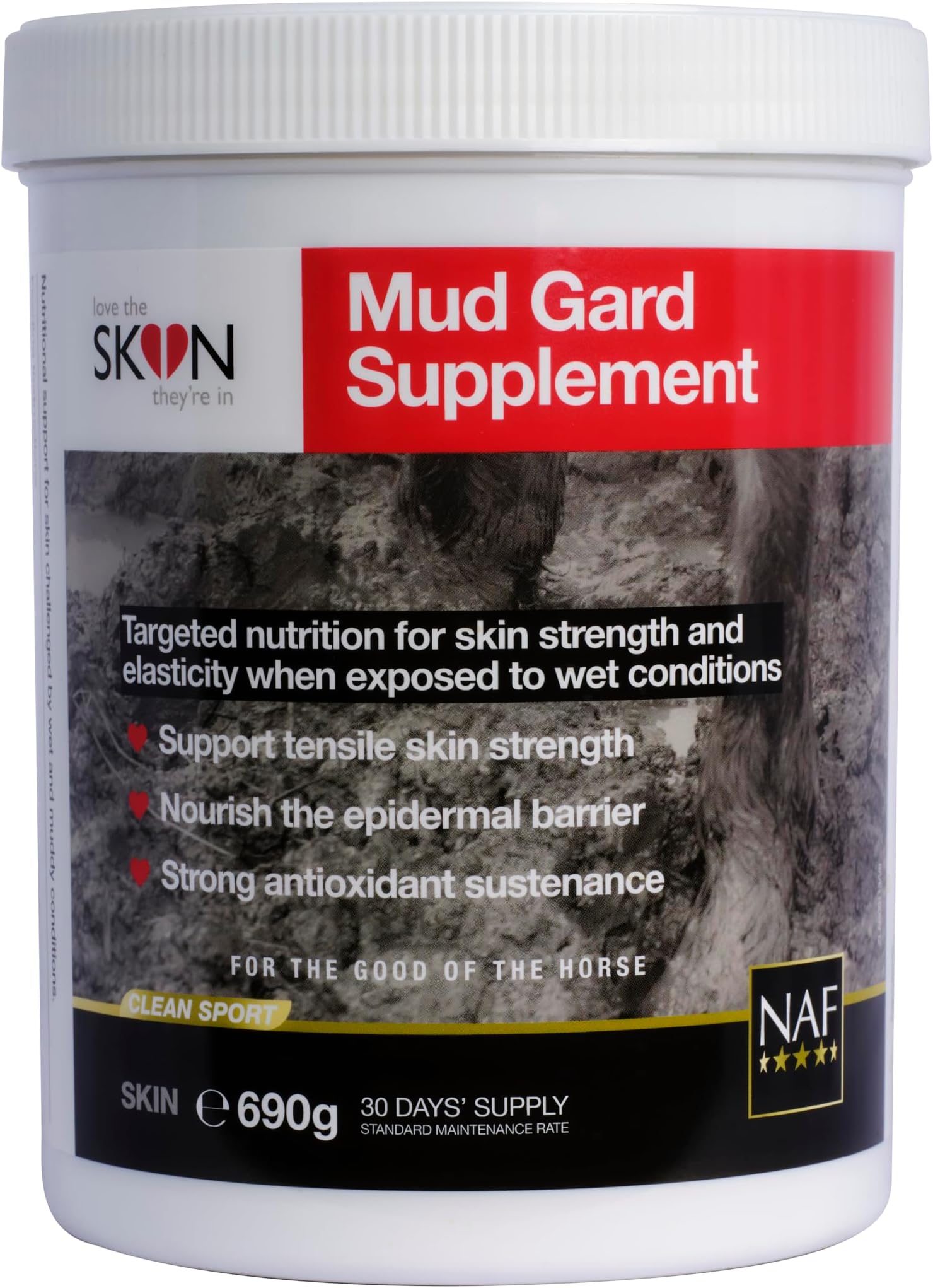 NAF Love the Skin They're In Mud Gard Supplement 690g โ Nutritional Skin Support for Horses in Wet & Muddy Conditions โ With Key Antioxidants, Herbs & MSM