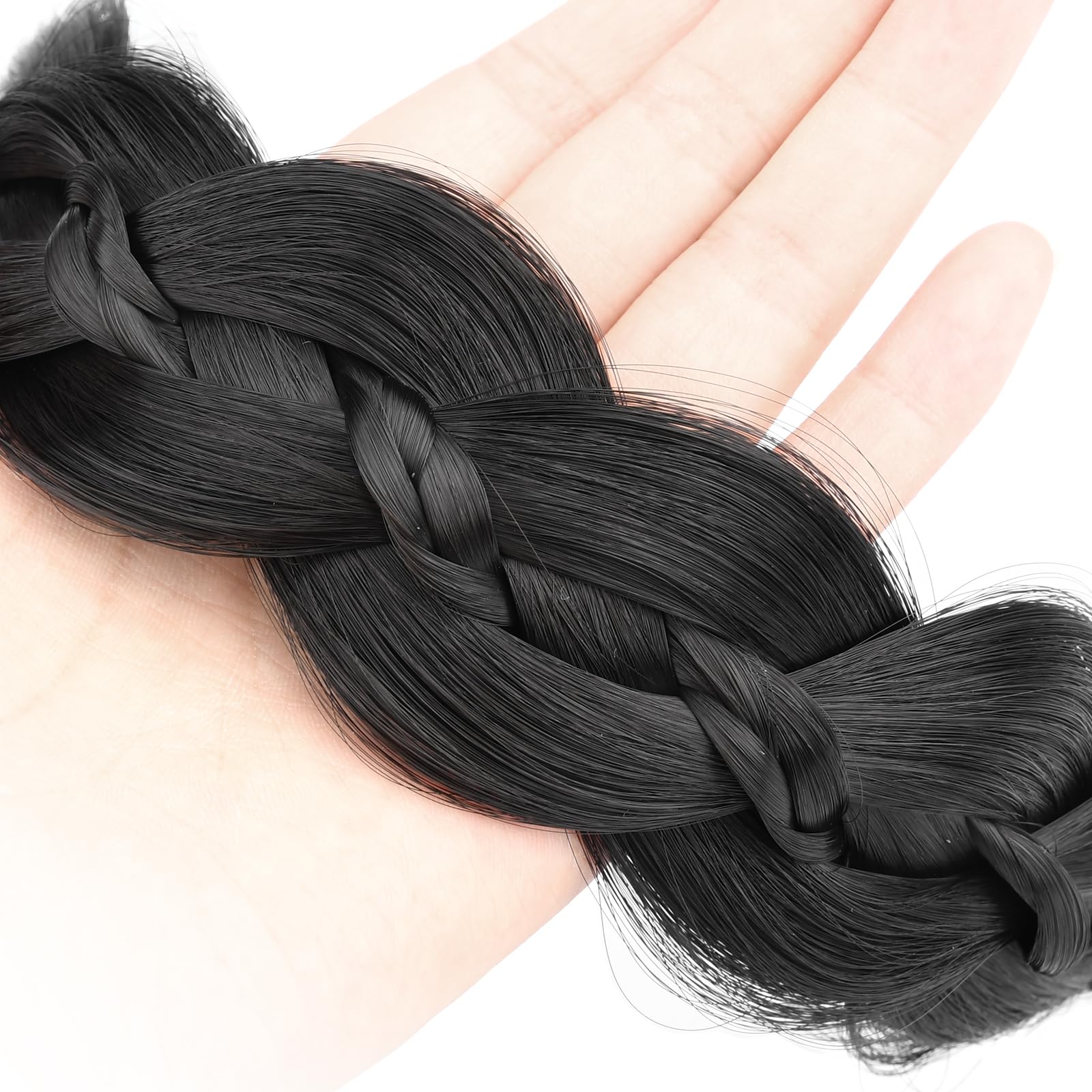 BOBIYA Plaited Hair Headband with Tooth Braid Hair Headband with Teeth Wide Braided Hair Headband (Black, One Size) - Image 4