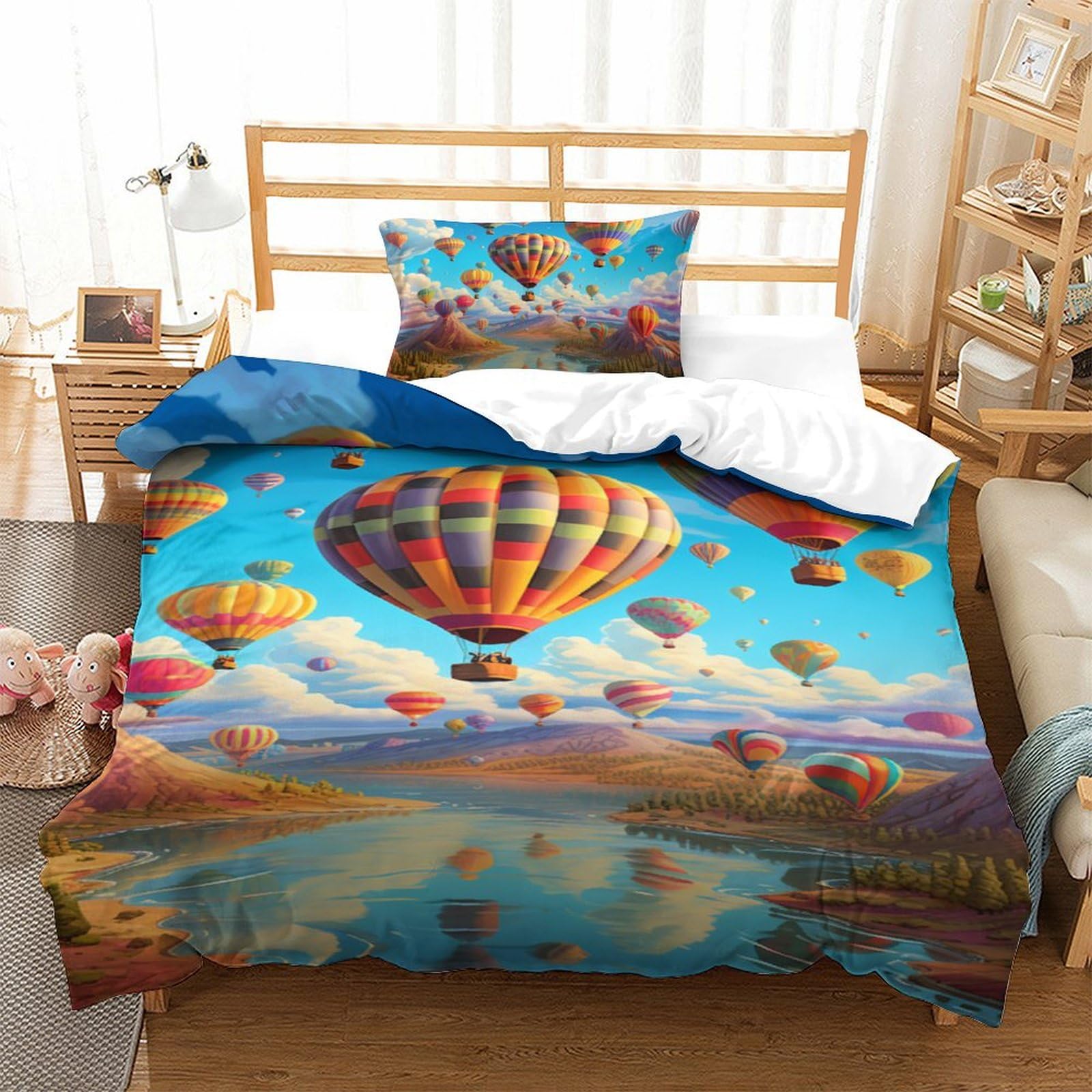 Parure de lit en ballon à air chaud en microfibre premium 3 pièces