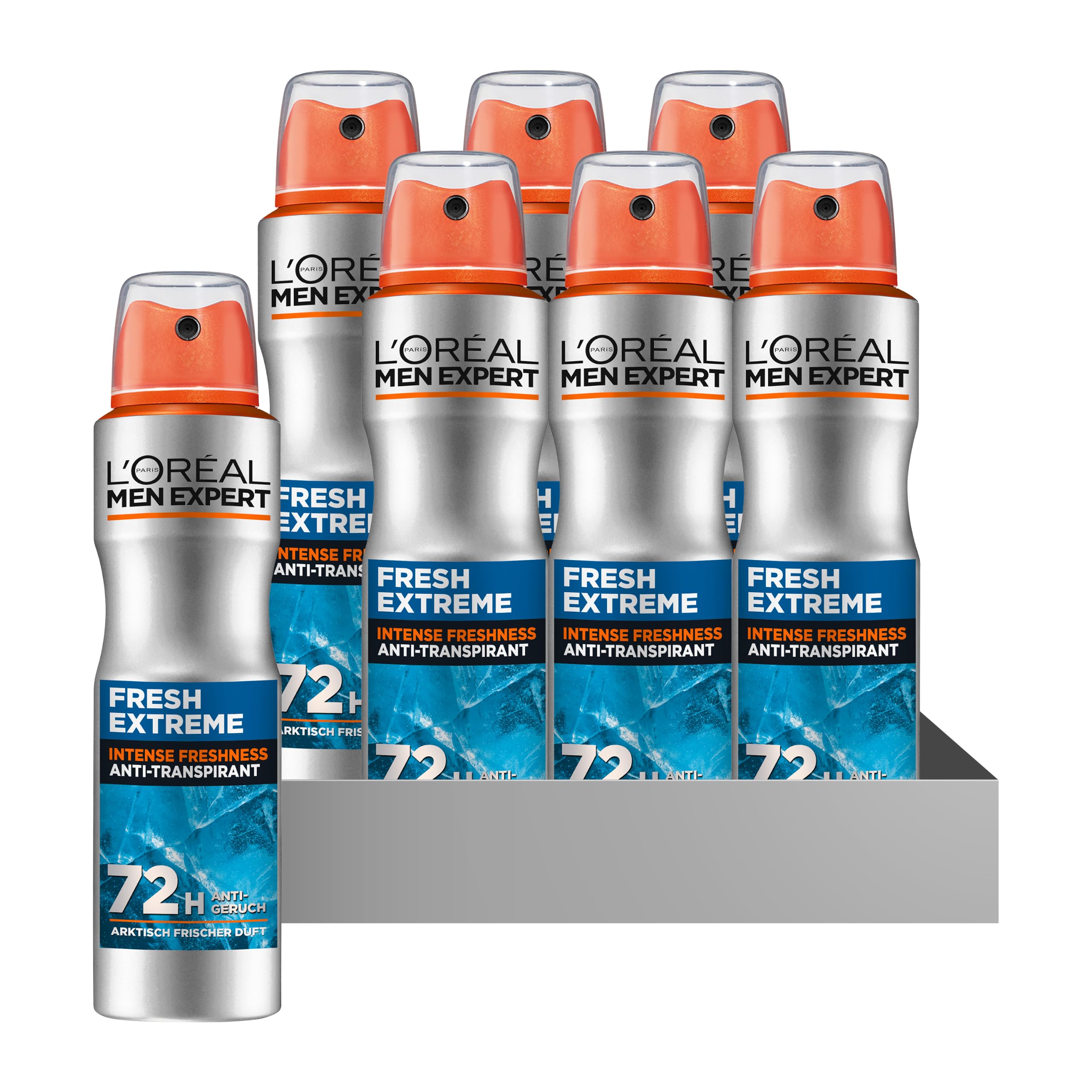 L'Oréal Paris, Men Expert, Fresh Extreme 72H Anti-Transpirant Deospray, mit Ultra-Cooling-Effekt, intensiver Schutz gegen Geruch, Aerosol, 6 x 150ml
