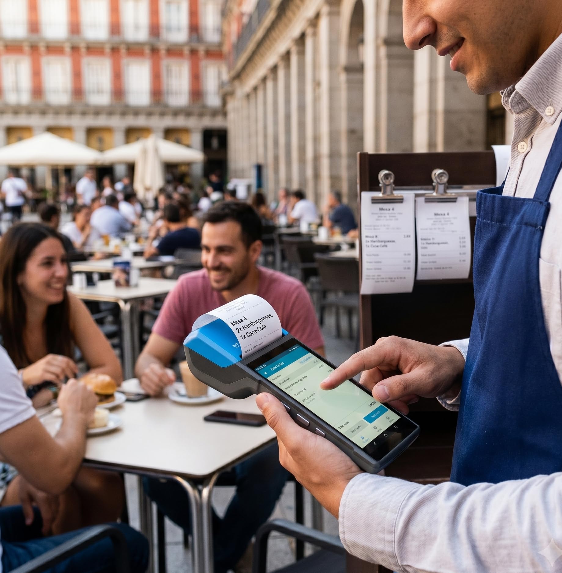 Vega PDA Android 14 con Impresora Térmica 58 mm | Terminal Portátil TPV con Lector 1D/2D, NFC, 4G LTE, WiFi, Pantalla HD+ 5.5", Batería 6000 mAh | Hostelería y Comercio | Azul