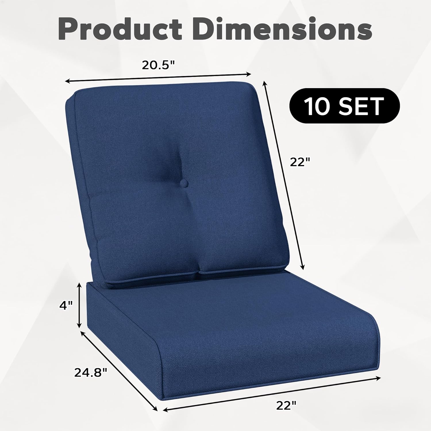 Joyside Outdoor Chair Cushions Set, 22x25/22x24 Inch Patio Furniture Deep Seat Cushions, Water Resistant & Thick Cushion, Outdoor Replacement Cushions for Seat and Sofa