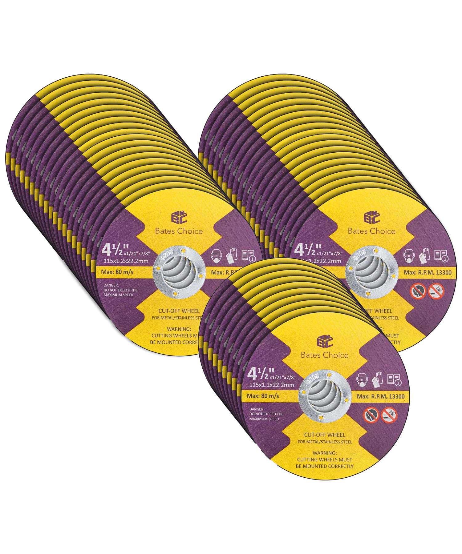 Bates Cutting Wheels - 50 Pack, 4 1/2' x 7/8', Cut Off Wheels for Angle Grinder