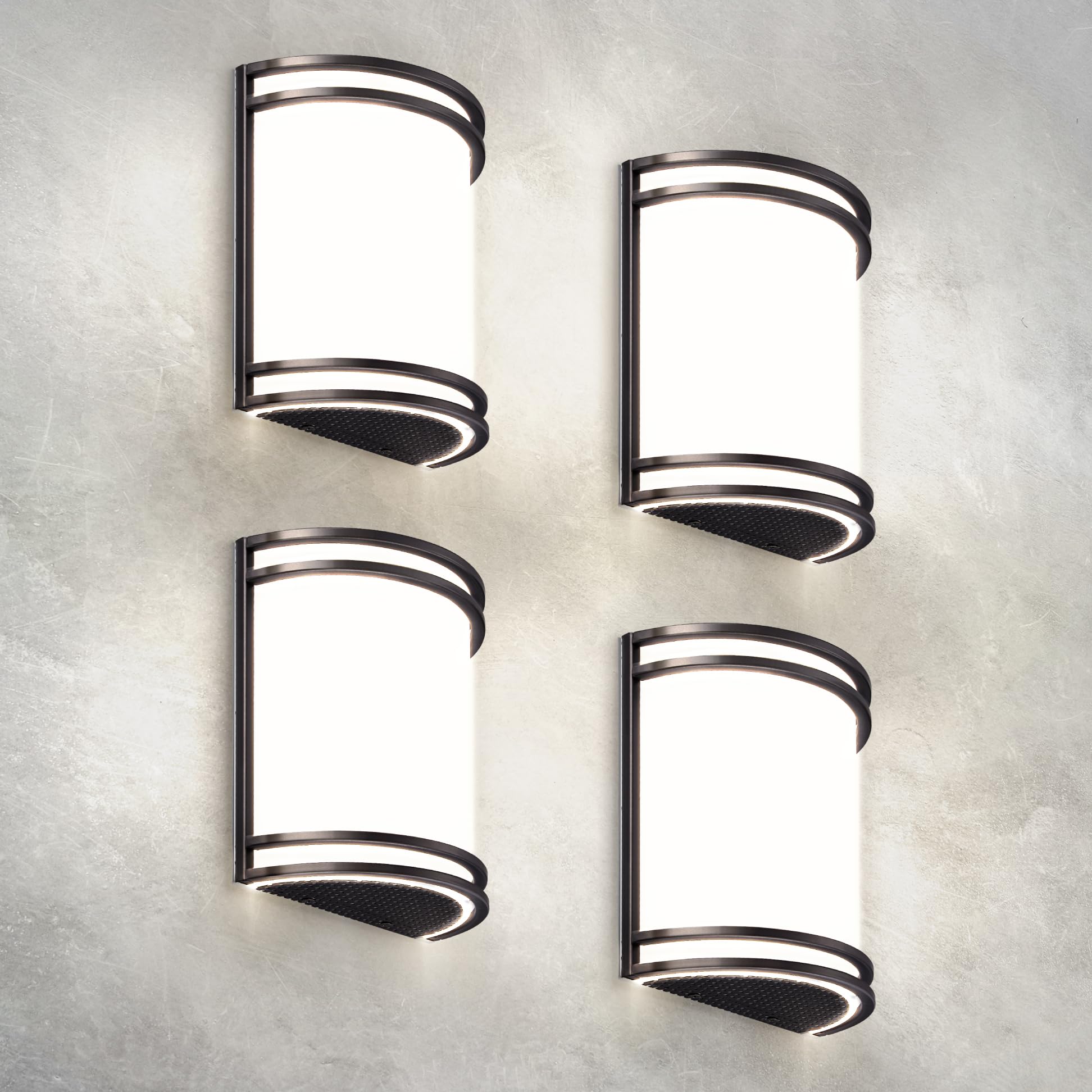 ASD Indoor LED Wall Sconce Lights - 10 Inch 15W Bronze Modern LED Wall Sconces Hardwired - ETL Dimmable 3000K 4000K 5000K Adjustable Sconce Light Fixture for Bedroom, Hallway, 4 Pack