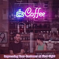 Vista 7 de Letrero de neón para cafetería, cafetería, tienda, luces LED de neón alimentadas por USB, letreros decorativos de neón para cafetería, bar