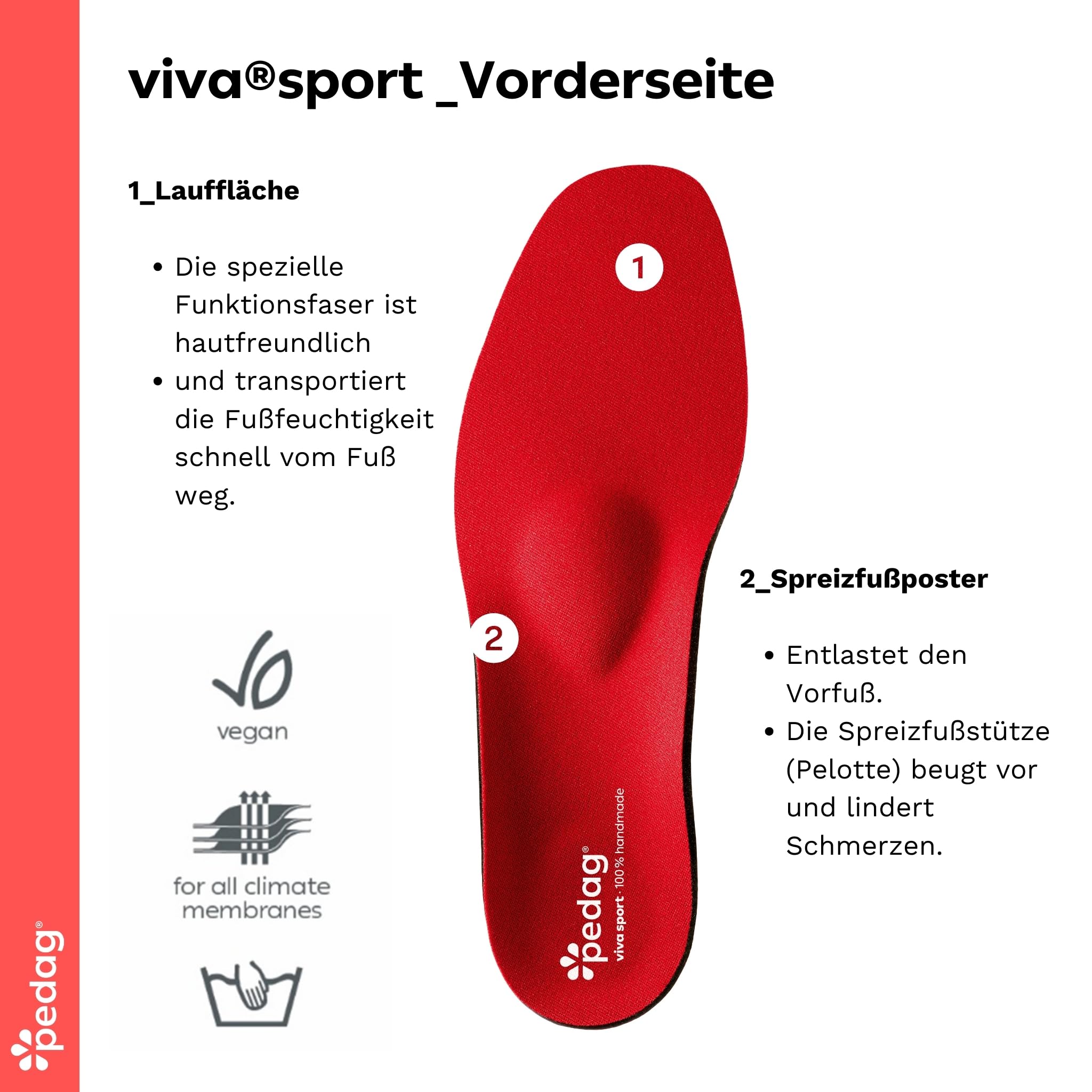 pedag Viva Sport Einlegesohlen – sportliche Schuheinlage aus hochwertigem Dämpfungsmaterial | lindert Druckstellen an der Fußsohle & unterstützt bei Gelenk/ -Fußschmerzen & Rückenbeschwerden