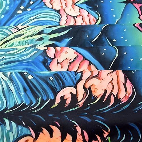 Miniatura 7 de Manicer Tapiz de noche estrellada con luz negra, inspirado en el lago, montaña, luna, estrellas, para colgar en la pared, reactivo a los rayos UV,