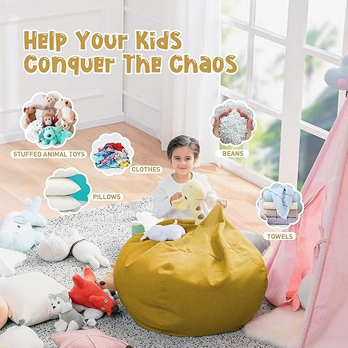 Miniatura 58 de Nobildonna - Funda para silla de puf (relleno sin relleno) de nido de pájaro para niños y adultos. Puf extra grande para almacenamiento de animales