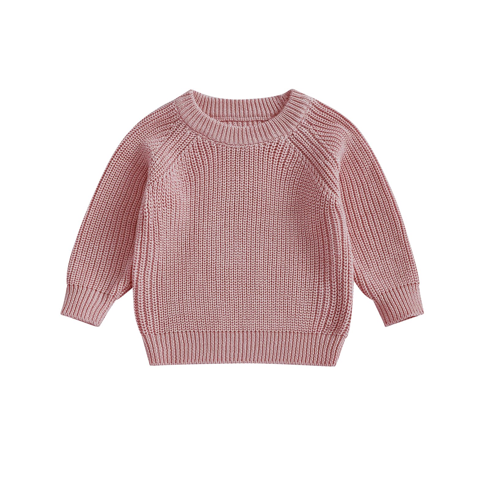 Baby Girls Boys Sweater Solid Color Long Sleeve Crew Neck Knit Pullover Warm Sweater Toddler Clothes Knitwear Baby Jumpers Tops Casual for Fall Winter — view 11
