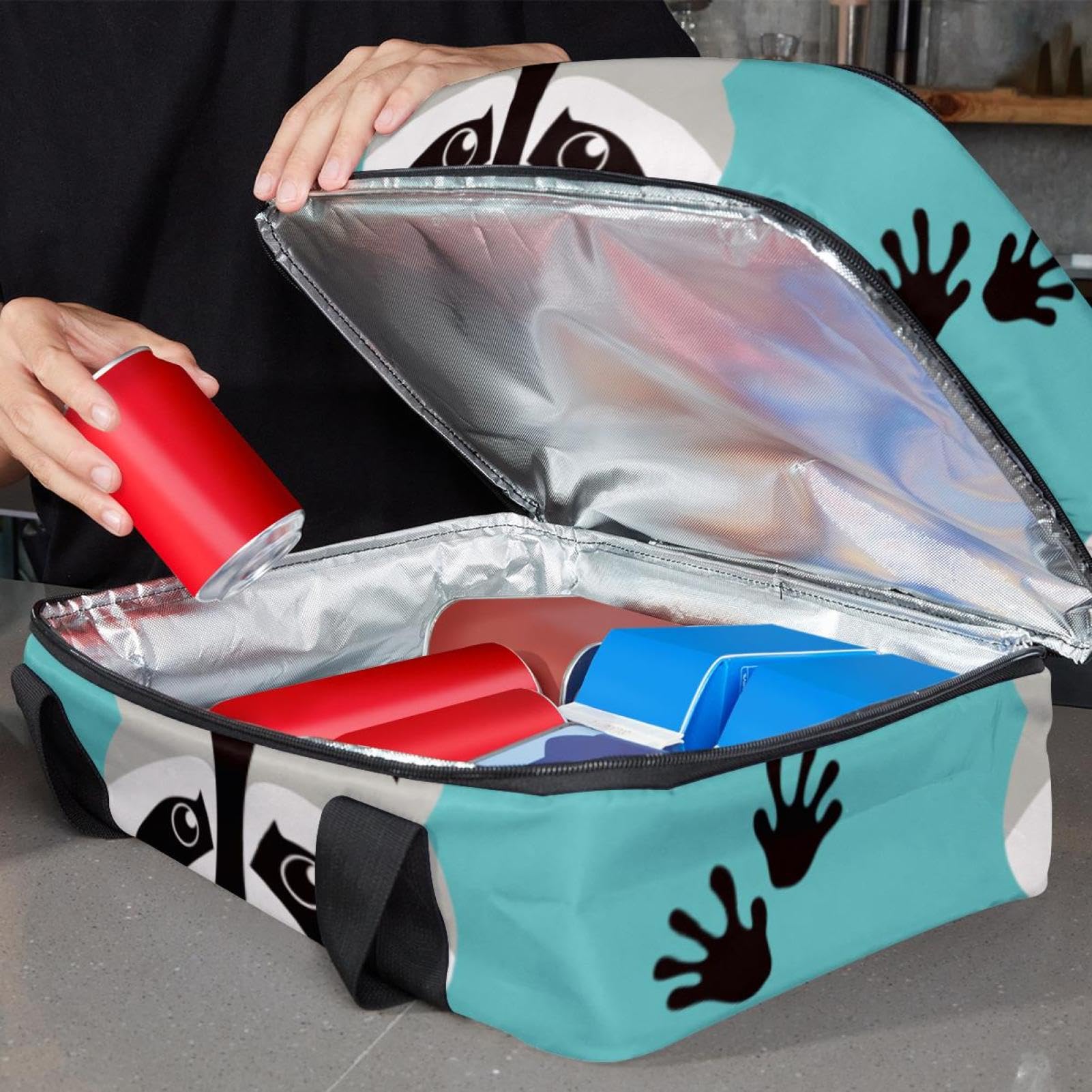 Grand sac à déjeuner isotherme pour homme et femme, double couche, étanche, étanche, réutilisable, sac fourre-tout pour le travail, l'école, le pique-nique, la plage, le camping, les voyages, motif de