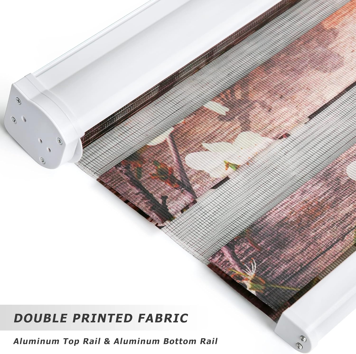 LazBlinds Cordless Dual Layer Zebra Roller Shades, Printed Pattern Light Filtering Sheer Shades Horizontal Window Blinds - Fit for Windows Size 25'' W x 72'' H, Wood with Flowers : Everything Else