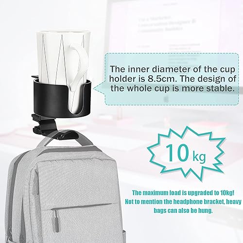 Miniatura 4 de Everkeen Organizador de escritorio colgante de almacenamiento lateral, sin taladrar debajo del escritorio, soporte para laptop, estante de