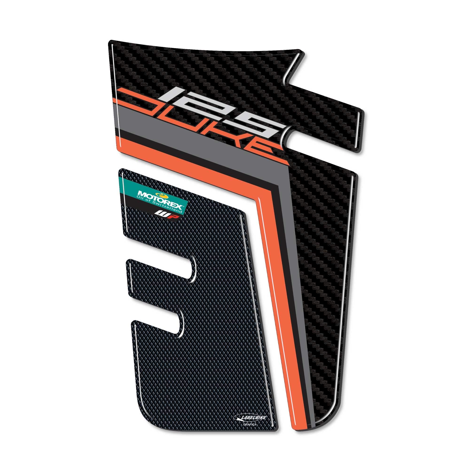 labelbike - Autocollant 3D Moto Réservoir Protection et Décoration en Résine Compatible avec KTM Duke 125 2017-2023 | Duke 125 2017-2023 Protection en résine anti-rayures Décoration
