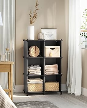 SONGMICS 6 Cube Storage Unit, Modular Plastic Organiser with Feet