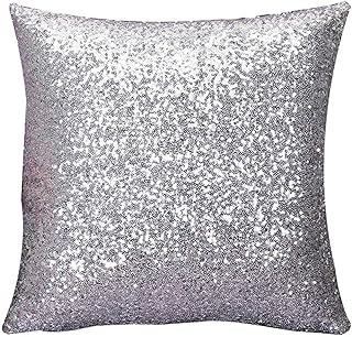 1 housse de coussin Toruiwa à paillettes - Housse de coussin en lin pour la maison, le canapé, le cadeau - 40 x 40 cm