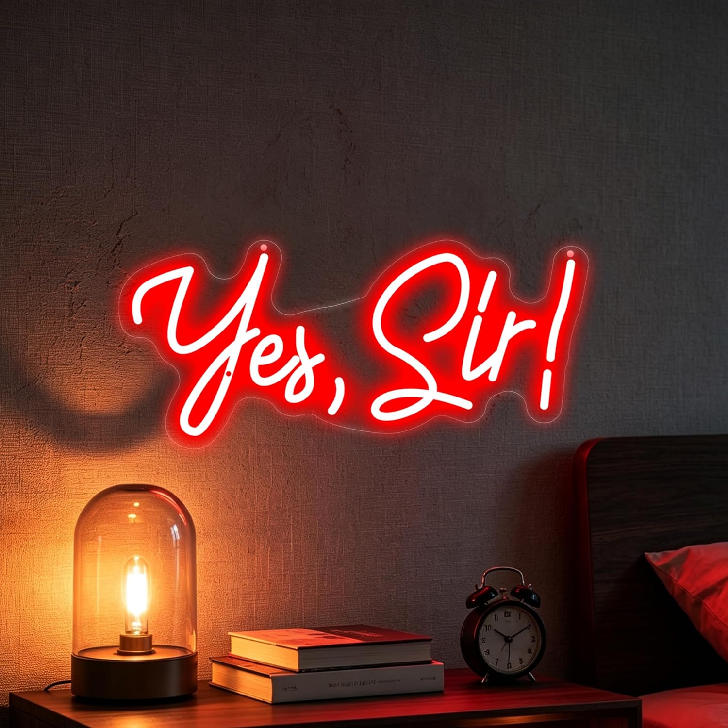 Yes Sir Neon Sign Motivational Quote LED Wall Decor Game Room-Red-17.5x7.8" image 4