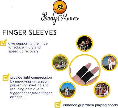Miniatura 3 de BodyMoves Funda protectora para 10 dedos, protector de soporte para pulgar, seguro para la presión, elástico, transpirable, estabilizadores (negro