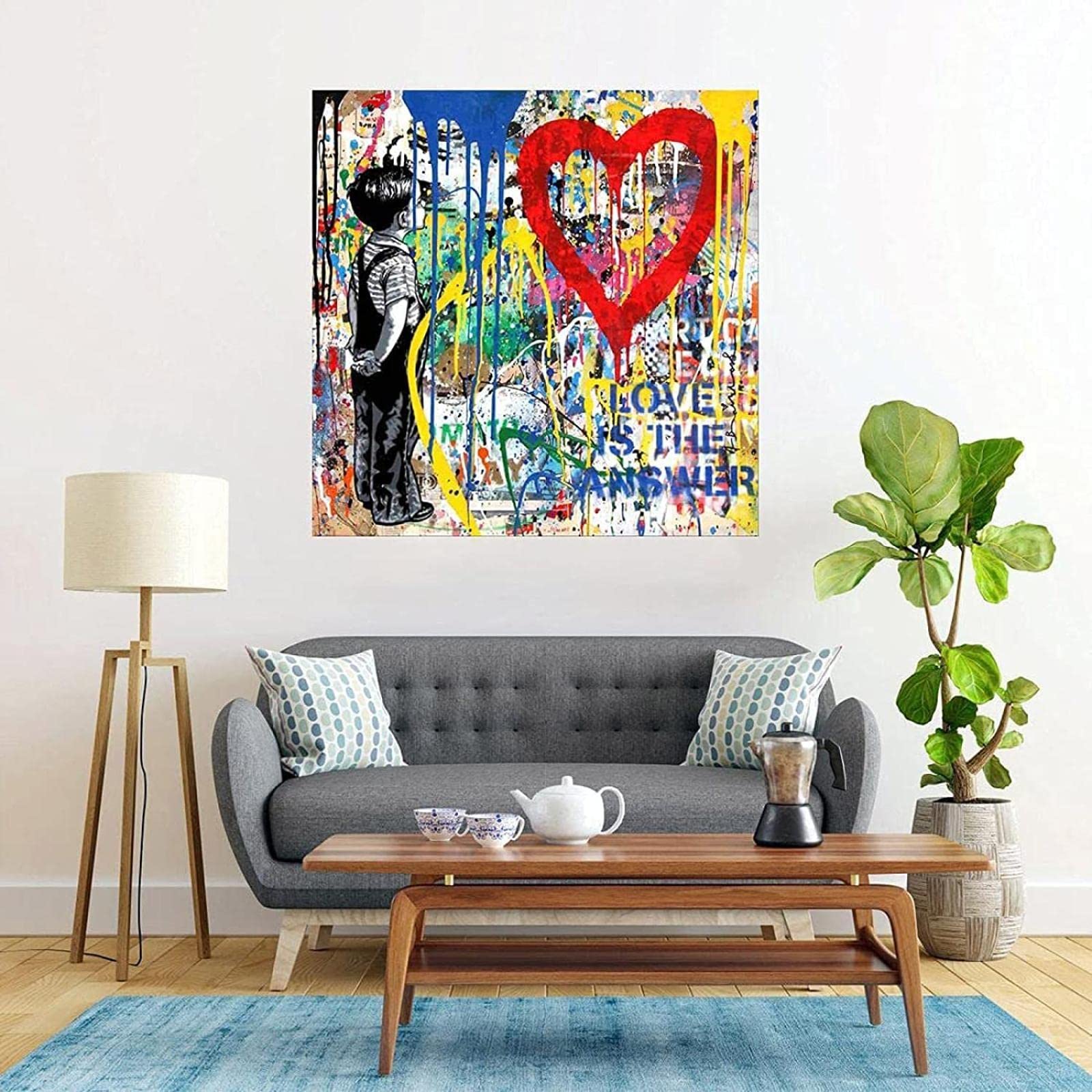 Tela Graffiti Banksy Con Cornice Stampa Su Tela Con Cornice Profonda - Foto 6