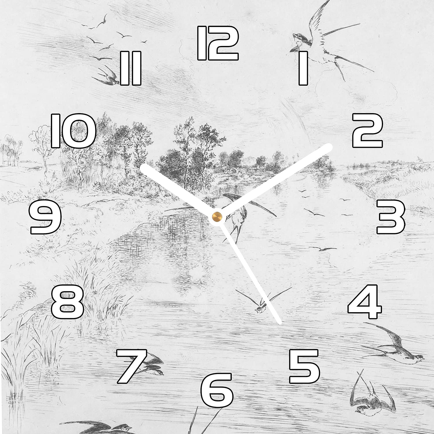Horloge en verre pour cuisine et salon decor Truies au design moderne avec aiguilles noires