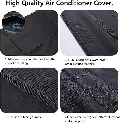 Miniatura 6 de Aozzy Fundas centrales de aire acondicionado para unidades exteriores, cubierta de aire acondicionado resistente para unidades exteriores, cuadrada,