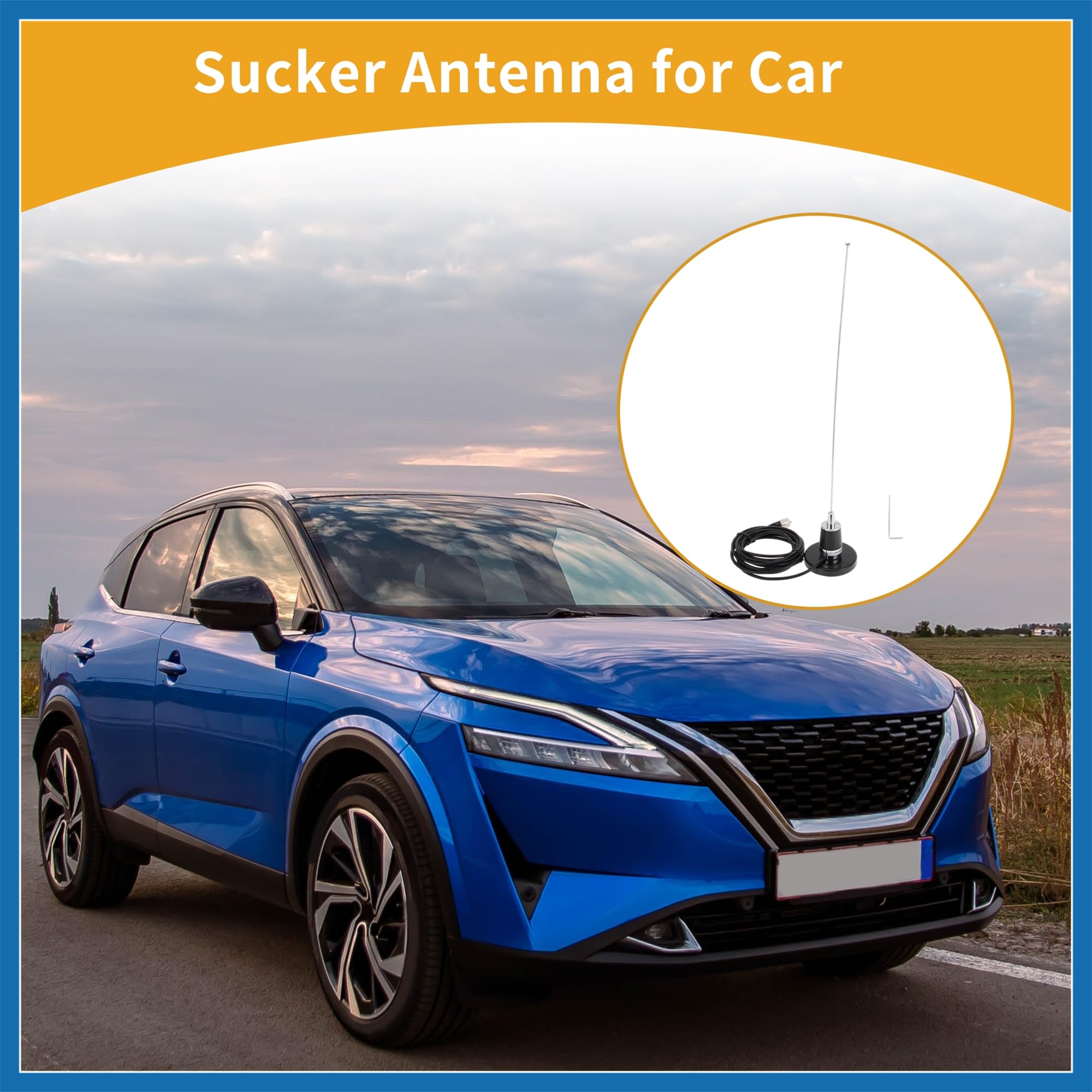 A ABSOPRO 1 Juego Universal Ventosa Señal Antena Coche Camión 19.7" Montaje Antena Radio Coche Negra con Cable 196.9" Reemplazo de artículo