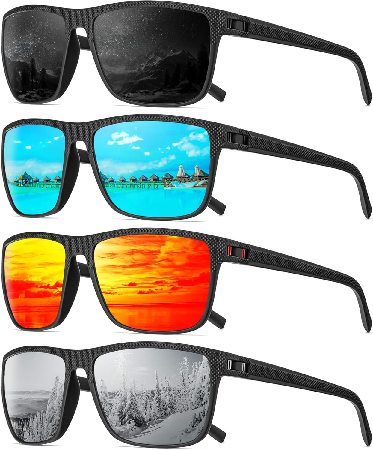 Polarized Sunglasses-Men-Women Mens Sunglasses: Classic Sun Glasses with UV Protection Driving Fishing Golf 4 Packs