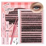 Lash Extension Kit 300PCS Lash Clusters Kit D Curl Eyelash Cluster 8-16mm 30D 40D 50D Individual Lashes Kit with Lash Bond and Seal Lash Tweezers（30D&plus;40D&plus;50D-D Kit&comma; 8-16MIX）