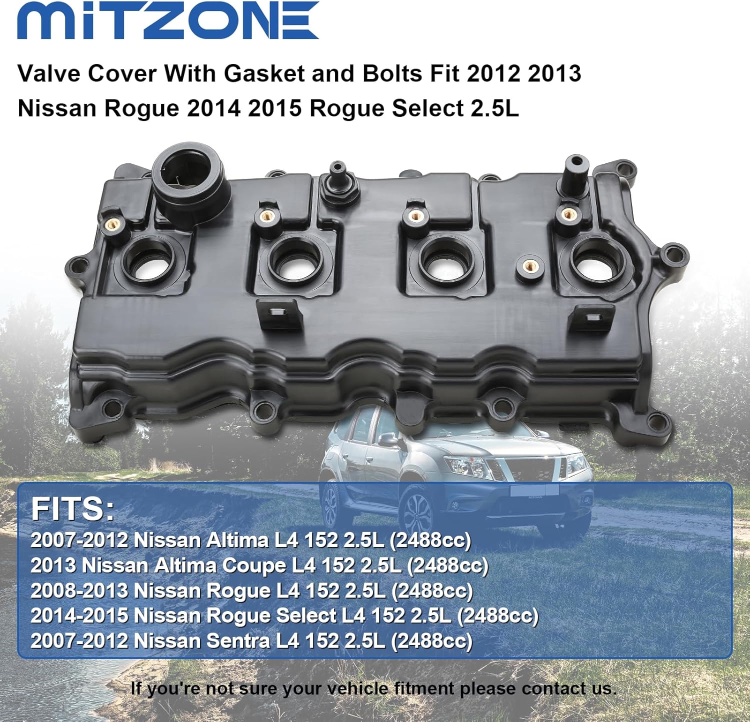 MITZONE Engine Valve Cover Compatible with 2012 2013 Nissan Rogue 2014 2015 Rogue Select 2.5L Replace # 13264-JG30C