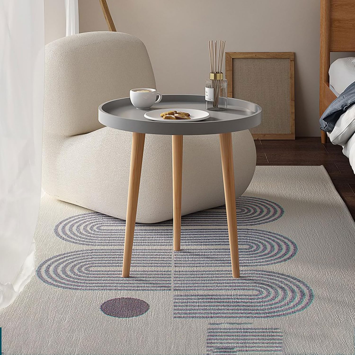 JATIBOSH Coffee Table Round Nesting Table for Living Room,Small Circle Table for Small Space,Metal Frame, Home Office Bedroom Outdoor Sofa End Side Table Bedside Tables