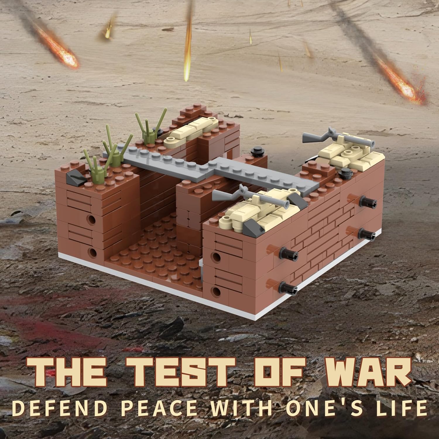 WW2 Charge Point Military Building Block Set (221 Pieces) Suitable for Military Action Mini-Figures Combat Scenarios