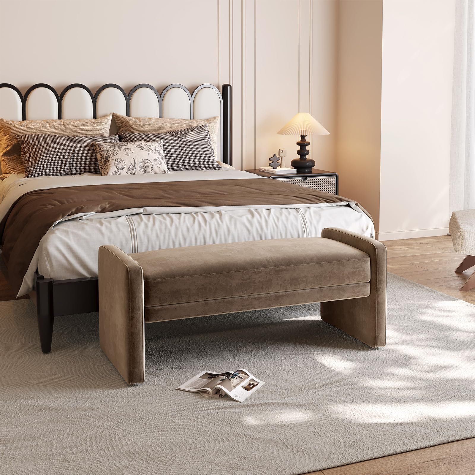 Guyii Zapatero banco acolchado para dormitorio y pasillo, elegante banco para pasillo como banco de zapatos, moderno mueble de pasillo para sentarse y guardar