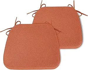 Millsilo D-Shaped Chair Cushions for Dining Chairs with Ties and Removable Cover, 2" Thick Dining Kitchen Chair Pads, Indoor Dining Room Non-Slip Backing Seat Cushions Set of 2, 16.5" x 16.2" Orange
