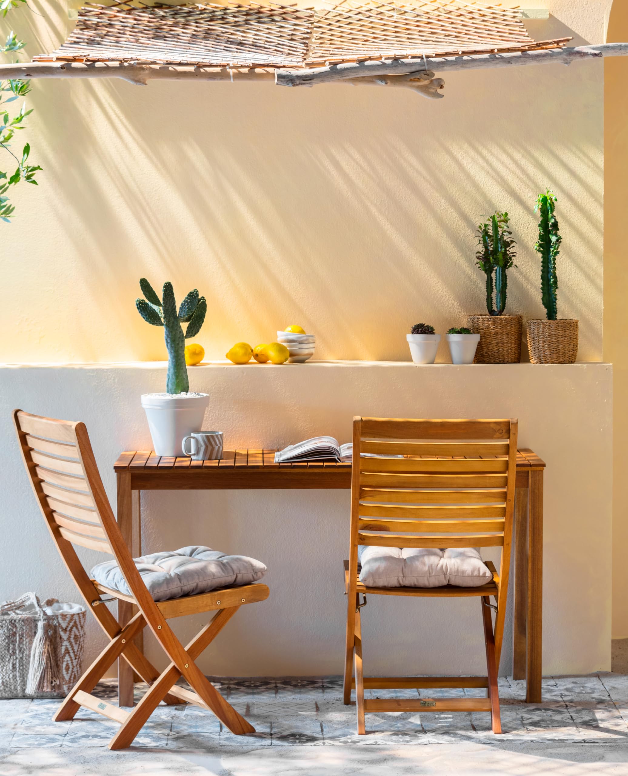 Dehner Table de Balcon Macao, env. 142 x 75 x 40 cm, Bois d'acacia FSC, Naturel
