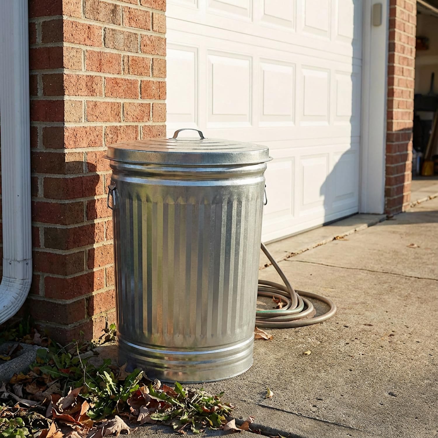 31Gallon Metal Garbage Can,Steel Trash Can with Lid,Quiet Close Swing Top,Metal Outdoor Trash Can for Patio, Kitchen & Office