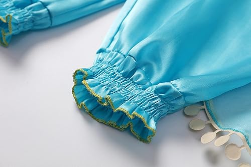 Miniatura 6 de Disfraz de jazmín para niñas, disfraz de princesa azul para niños, disfraz de cumpleaños, cosplay, suministros de fiesta