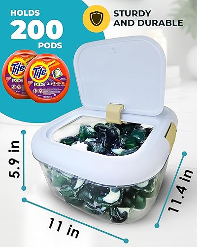 Miniatura 2 de Skywin Contenedor de cápsulas de lavandería  Contenedor de almacenamiento de cápsulas de lavandería para organización de lavandería, lavandería y