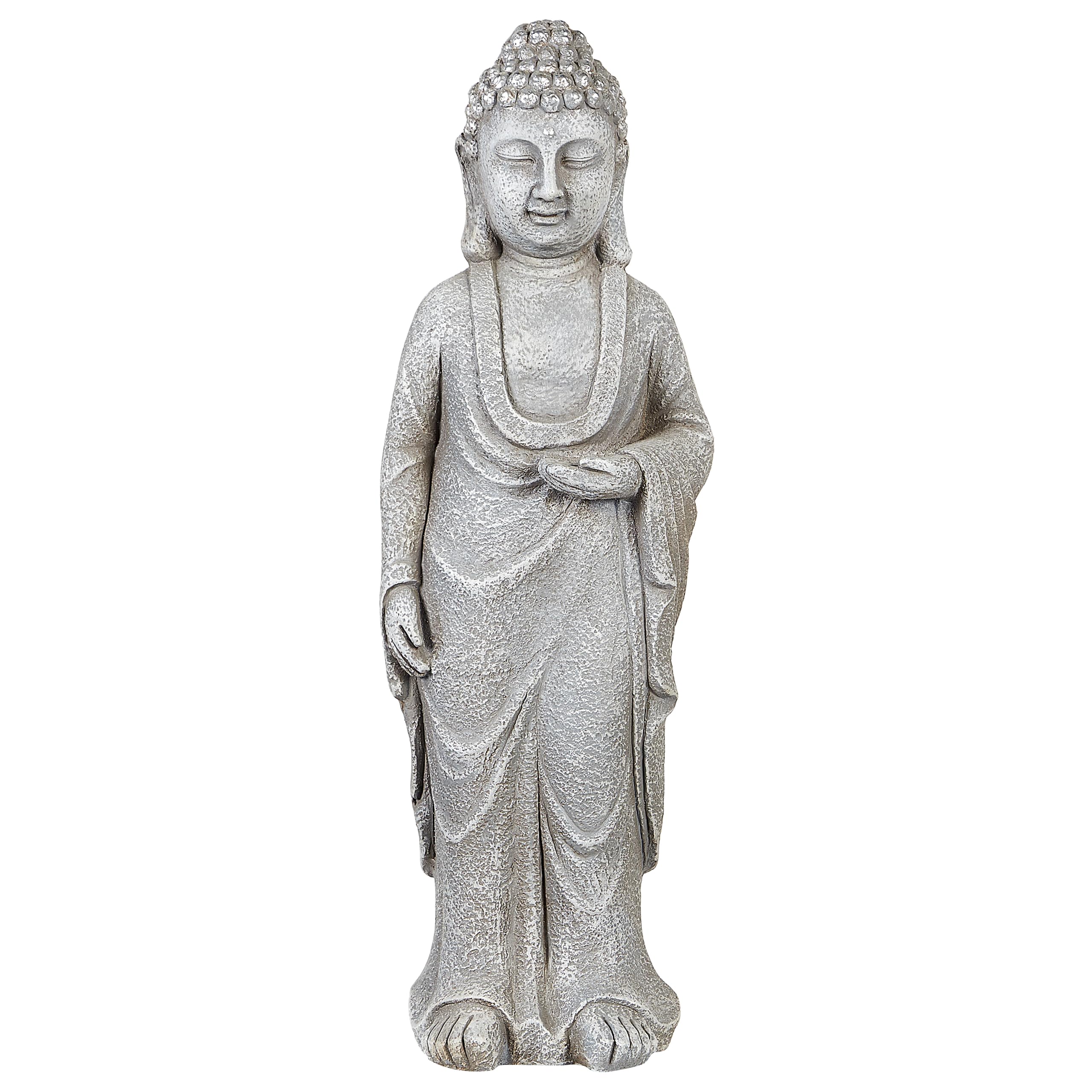 Beliani Figura Decorativa MgO Buda decoración de jardín Interior Exterior Gris Thoiry
