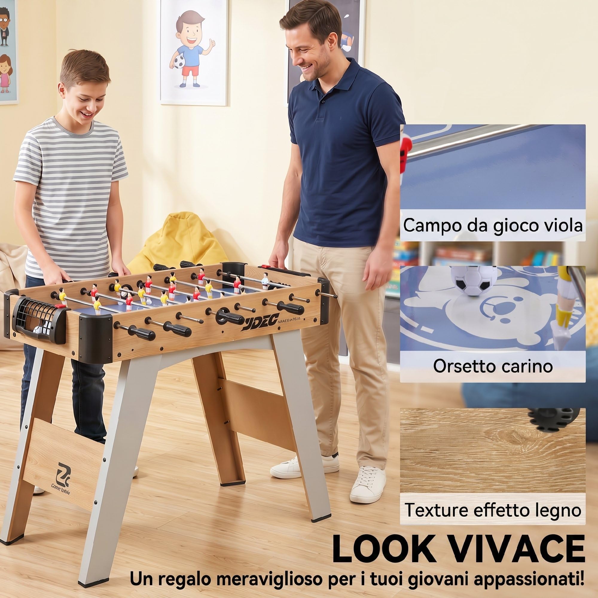 SPORTNOW Calcio Balilla, Mini Tavolo da Calcio da 89 cm, 22 Giocatori, 2 Palline, 2 Segnapunti Manuali e Maniglie Antiscivolo, Set da Gioco Freestanding per Famiglia, Regalo