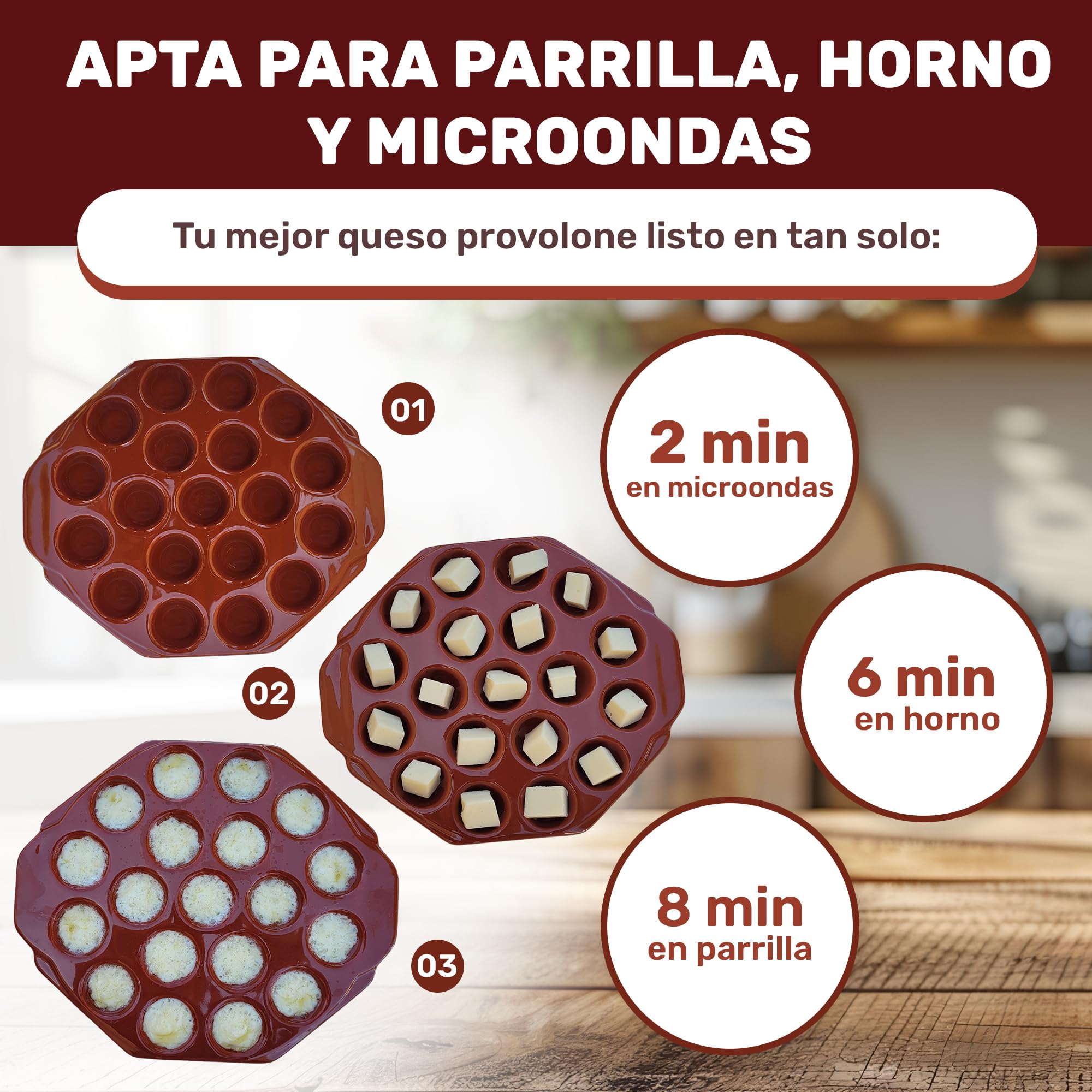 Provolonera Fondre du fromage Provolone céramique terre cuite 19 cavités gril four micro-ondes fromage fondu escargots. Pour rôtir, barbecue, barbecue, haché, manger ou dîner. Provolette Provolera