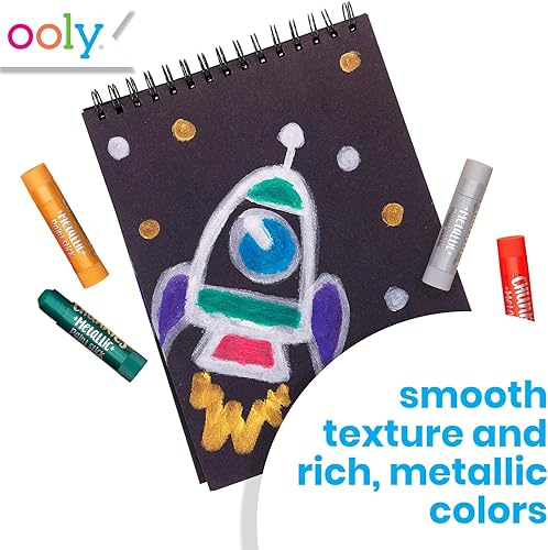 Miniatura 5 de Ooly Chunkies - Juego de 6 barras de pintura metálica para niños, juego de palitos de pintura al temple de colores metálicos, sin ensuciar,