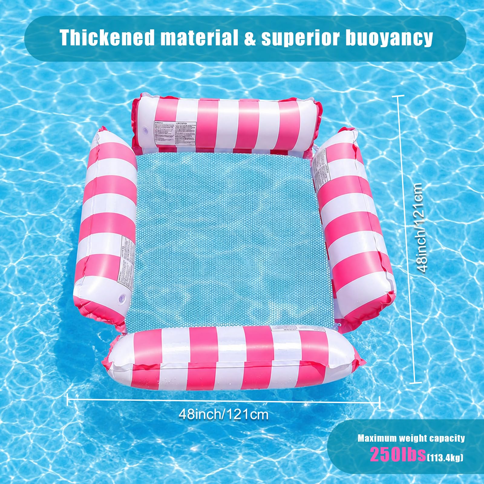 Morofme Wasser Hängematte 2 Stück, Pool Sitz Hängematte mit 1 Luftpump, 4 in 1 Mehrzweck Luftmatratze Float, Tragbar Aufblasbarer Sessel, Wasser Schwimmmatte Luftmatratze für Erwachsene Pool Zubehör