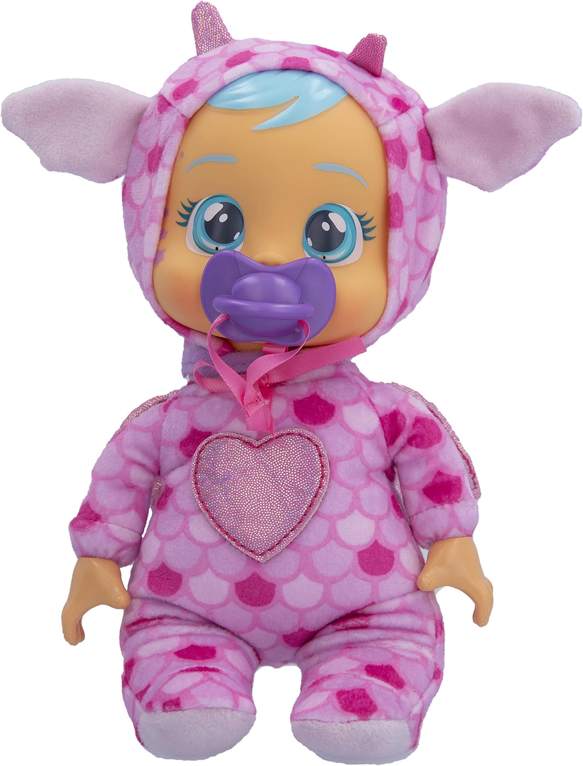 Tiny Cuddles Bruny - 9 inch Baby Doll, Cries Real tears, Pink and Blue