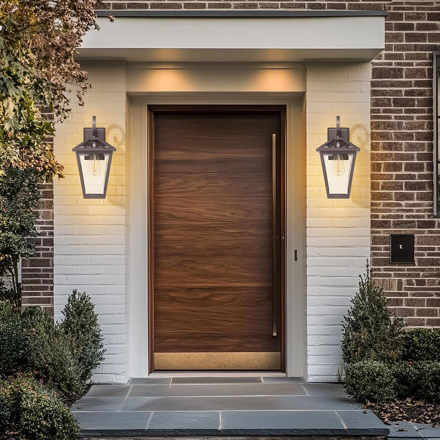 outdoor wall light fixtures, waterproof exterior wall lanterns with glass, outside wall sconces, front porch lights for house garage doorway patio, 21 x 12 x 10 inches, oil-rubbed bronze oil-rubbed bronze-clear glass 1 pack medium