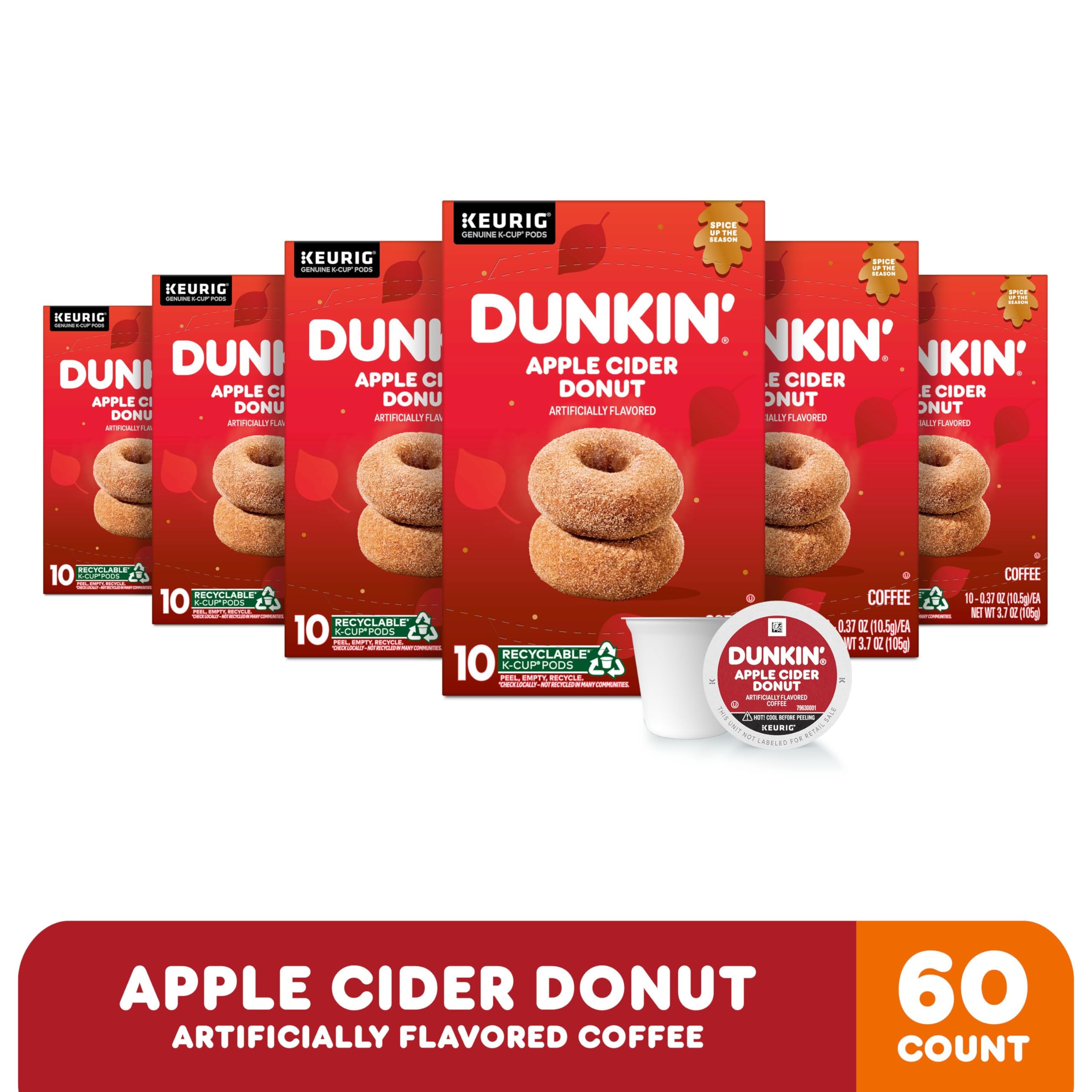 Amazon.com: Dunkin' Apple Cider Donut Artificially Flavored Coffee, Keurig K-Cup  Pods, 10 Count Box (Pack of 6) : Baby
