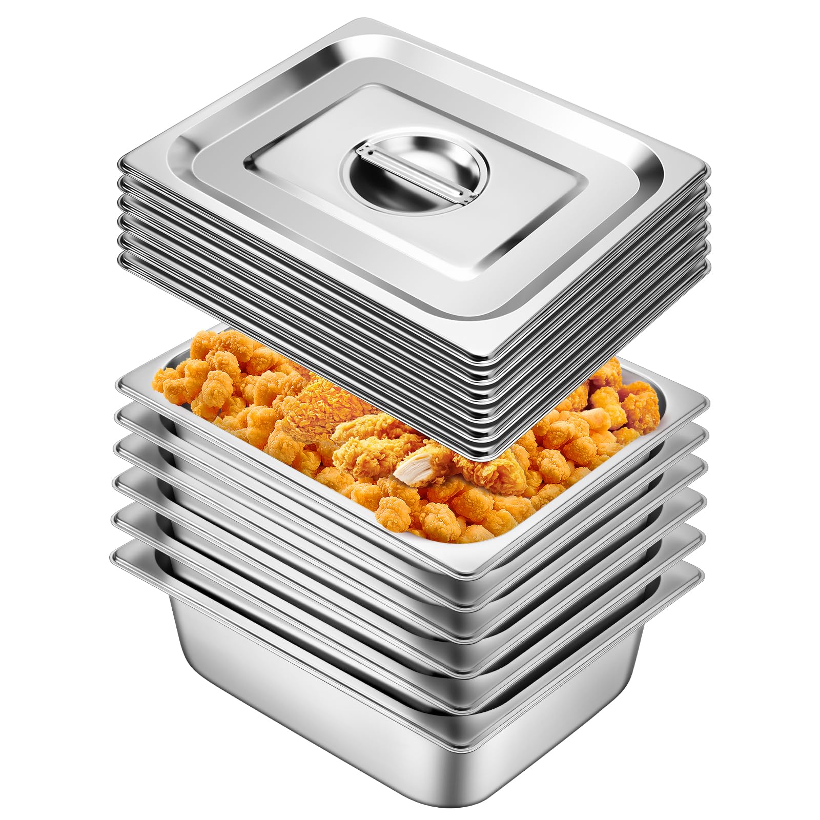 Hotel Pans With Lids 1/2 Half Size 4 Inch Stainless Steel Steam Table Pan