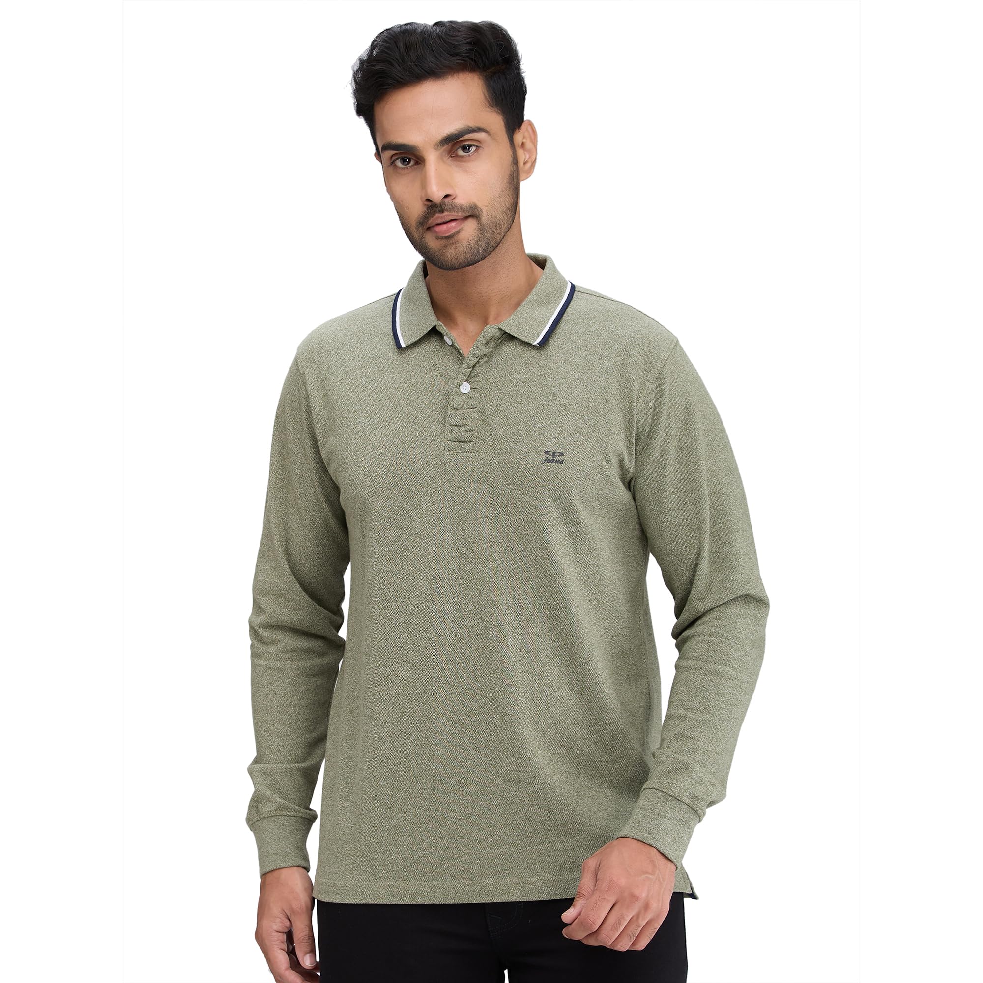 colorplus Men's Regular Fit Solid Pattern Pure Cotton Polo Neck Full Sleeve Casual T-Shirt-picture-24